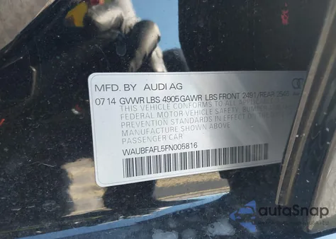 2015 Audi A4 2.0T Premium из США, поврежденный, VIN WAUBFAFL5FN005816